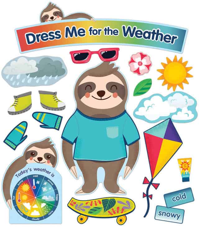 110487__26330 Sloth Dress Me for the Weather Bulletin Board Set - Image 1