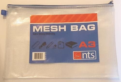 a3 Mesh bags A3 Assorted colour zip Pack 12 - Image 1
