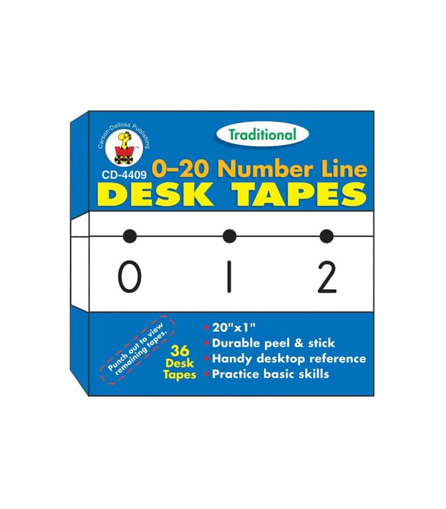 images 0-20 Number Line - Traditional Desk Tape - Image 1