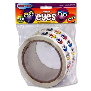 CRAFTY BITZ ROLL 2000 STICKERS - PAIRS OF COLOURED EYES