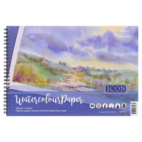 A4 300gsm Wiro Watercolour Pad 12 Sheets Pack 5