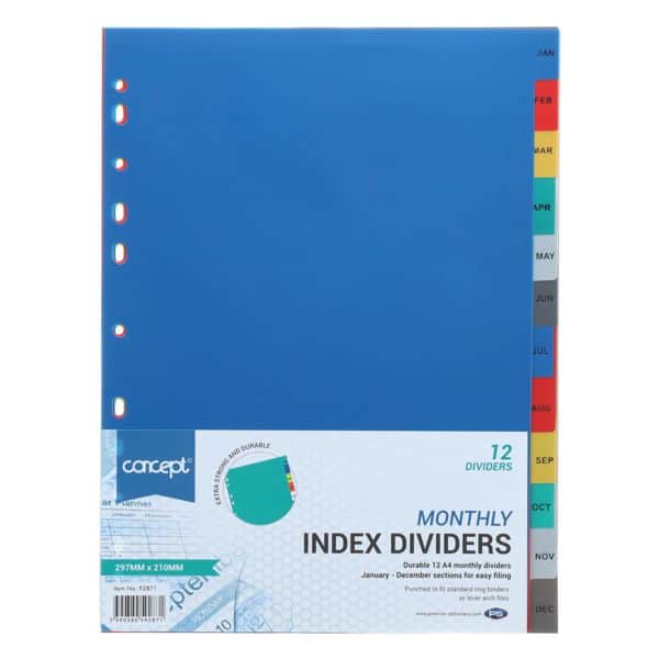 Monthly Subject Dividers - 12 Part