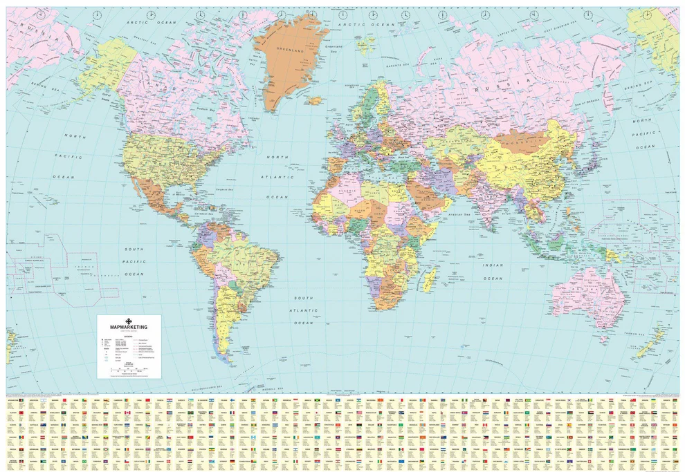wall-maps-world-political-wall-map-1 Laminated World Political Wall Map Size: 83 x 120 cm. - Image 1