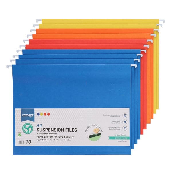 A2886899-600_600.jpg Pkt.10 A4 Suspension Files - Coloured - Image 1