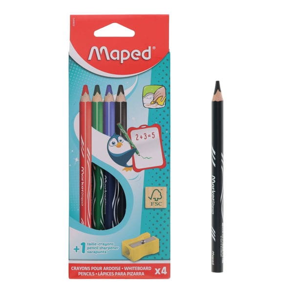 M30833800_1-600_600 Maped Pkt.4 Whiteboard Pencils & Sharpener - Image 1