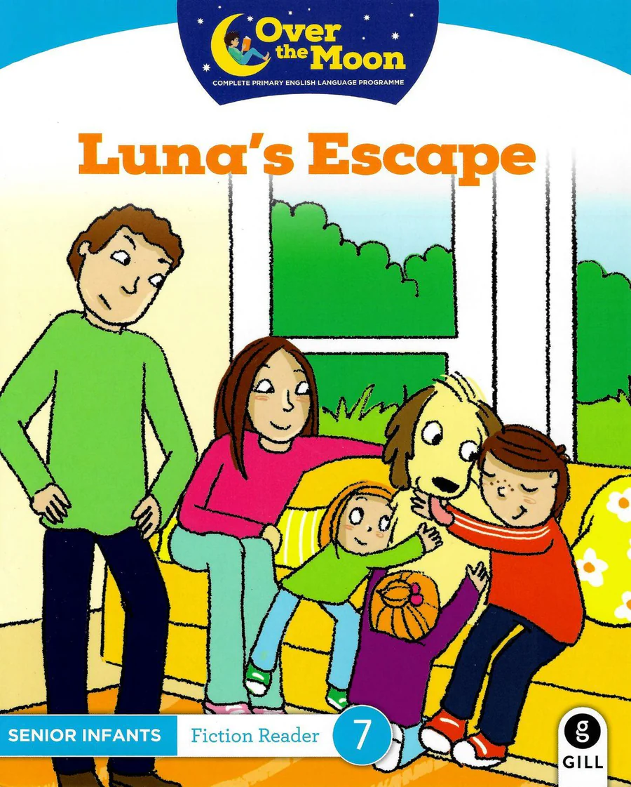 9780717182923front_bdf78fd2-78f9-48d2-9a88-b97a9cf9ae31.webp Over The Moon - Luna's Escape - Senior Infants Fiction Reader 7 - Image 1