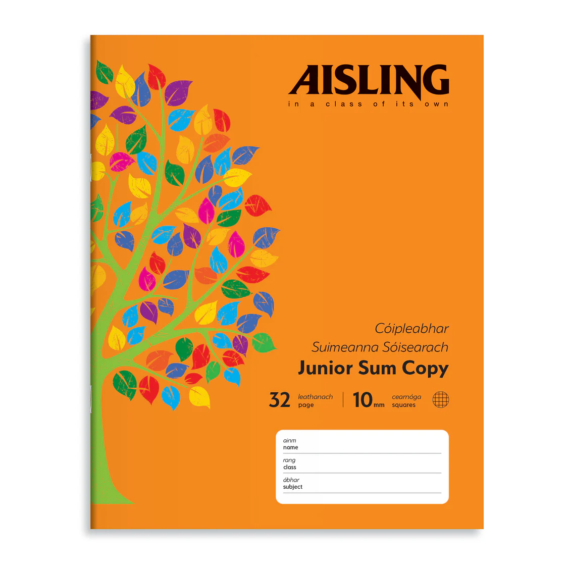 ASX310-Aisling-Junior-Sum-Copy-20x16-32PG-10-PK-Cover_2000.webp AISLING 32PG SUM COPYBOOK 10MM (ASX310) - Image 1