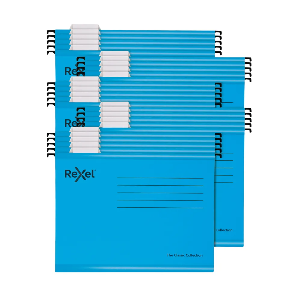 RX58100_01 Rexel Classic Suspension Files Foolscap Blue (25 Pack) - Image 1