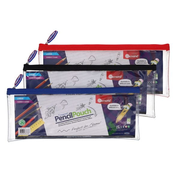 W2137787-600_600 Transparent Pencil Case 330x125mm - 3 Asst - Image 1