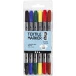 Dual Tip Fabric Markers - Bold Colours - 6 piece